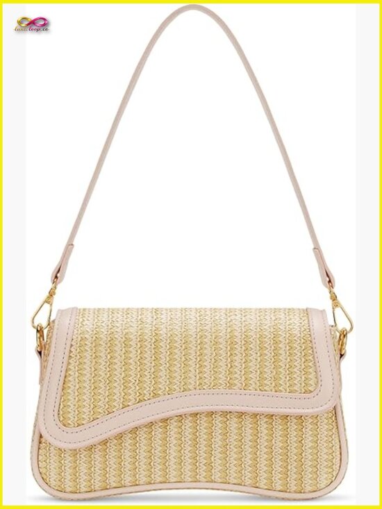 Handbags - Straw Hobo Shoulder Bag with Chain Crossbody Purse Trendy Woven Clutch